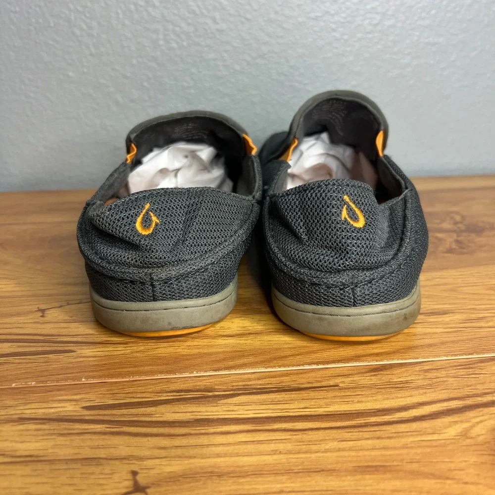OluKai Nohea Mesh Slip On Shoes Mens Sz 8 Dark Shadow Orange Gray Casual